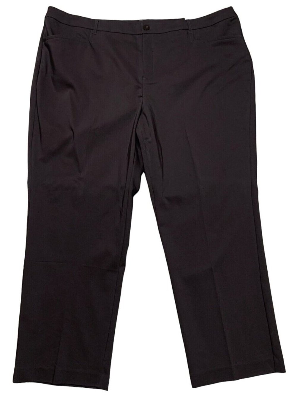 CJ Banks Trousers Womens Sz 24W Brown Relaxed Fit High-Rise Stretch Pockets NEW